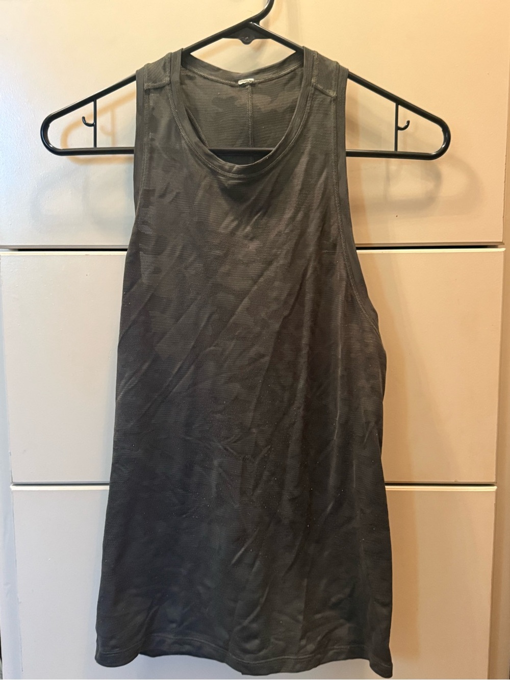 Lululemon Semi-Sheer Camouflage Sleeveless Tank Top — with Tie in Lower Back